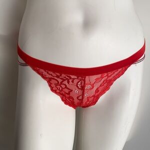 Kiss and Tell strappy red lacy panty M